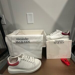 Alexander McQueen White Sneakers with Red Detail